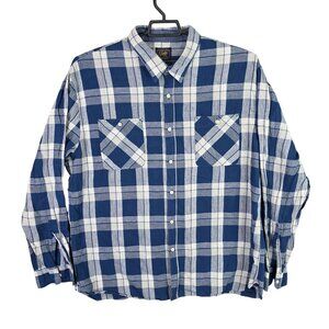 Mens Jachs Blue & White Plaid Shirt Button Up Linen Blend Long Sleeve Size 2XL